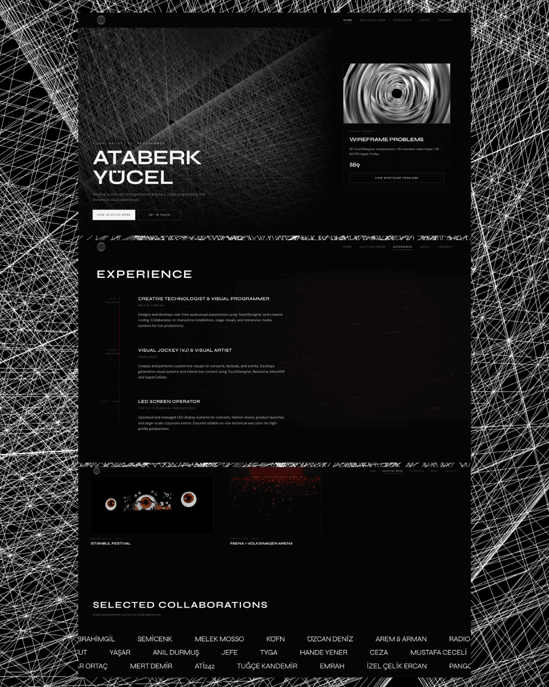 Ataberk Visuals homepage and portfolio overview